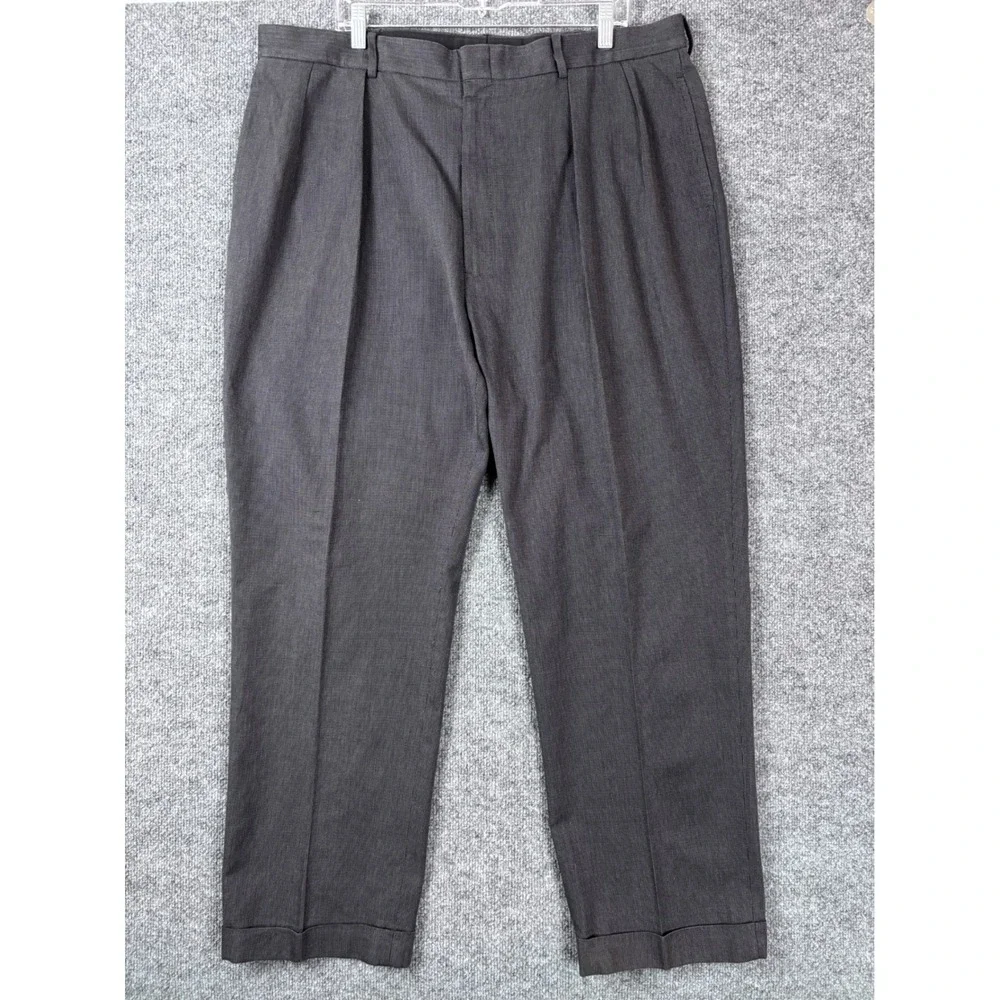 Polo Ralph Lauren Dress Pants Mens 40x30 Grey Pleated Cotton Cuffed Preppy
